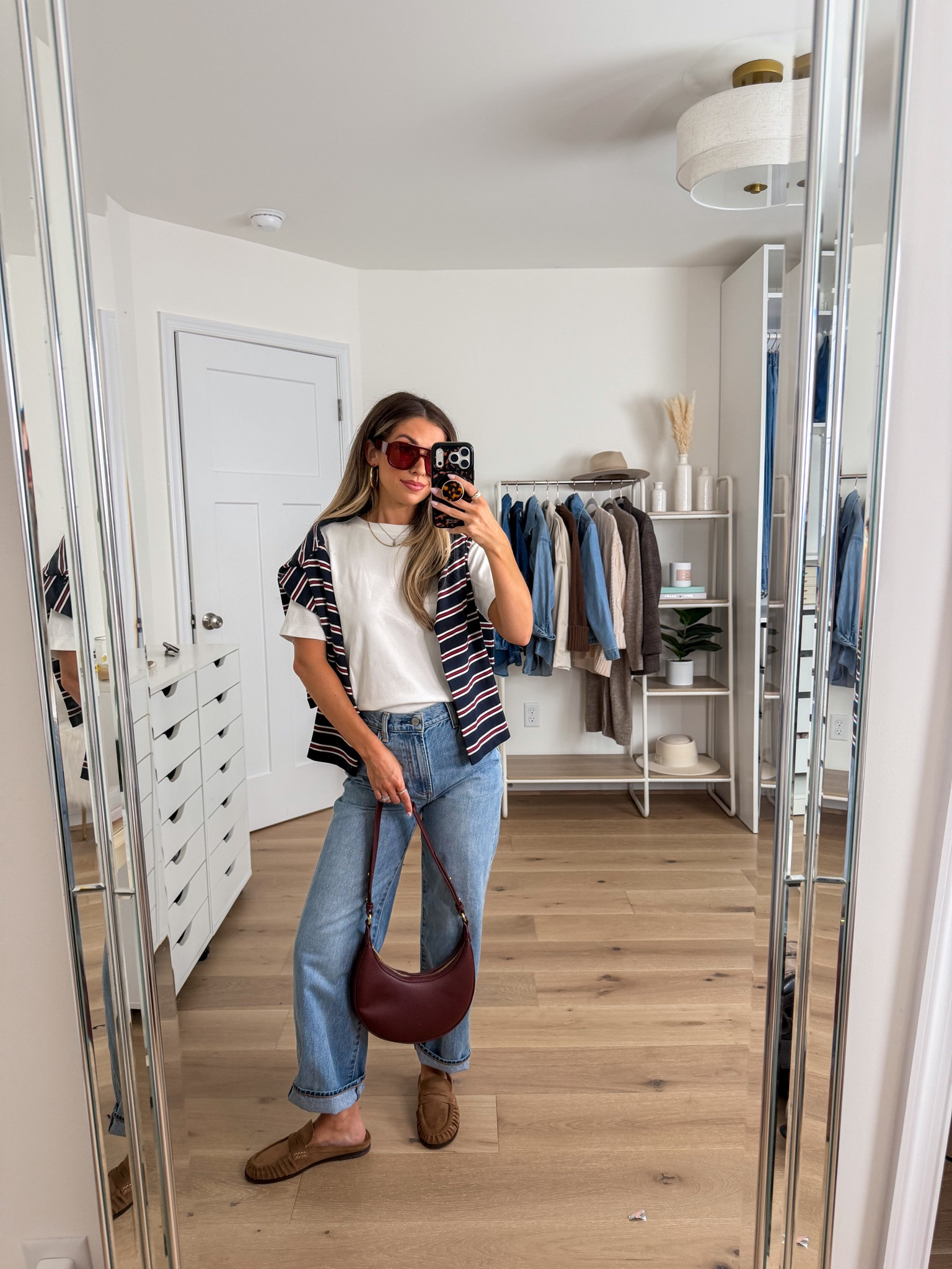 Casual chic fall outfit 
+ rugby pullover: xs
+ plain white tee: small
+ Farrah ankle jeans: 24 (I’m 5’2 so these hit me at a regular length) 
+ miles: true to size

#LTKootd #LTKSeasonal #LTKPetite