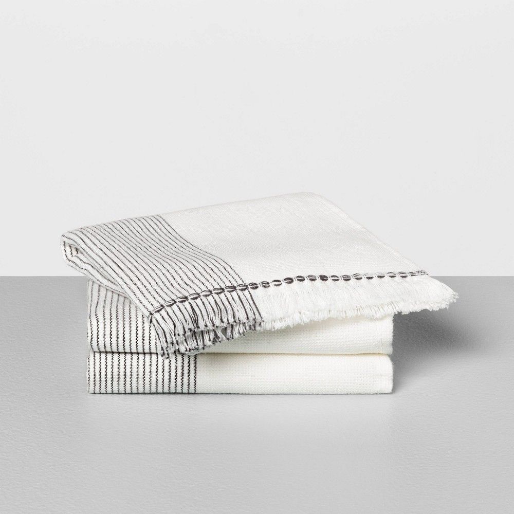 3pc Microstripe Washcloth Set Gray - Hearth & Hand™ with Magnolia | Target