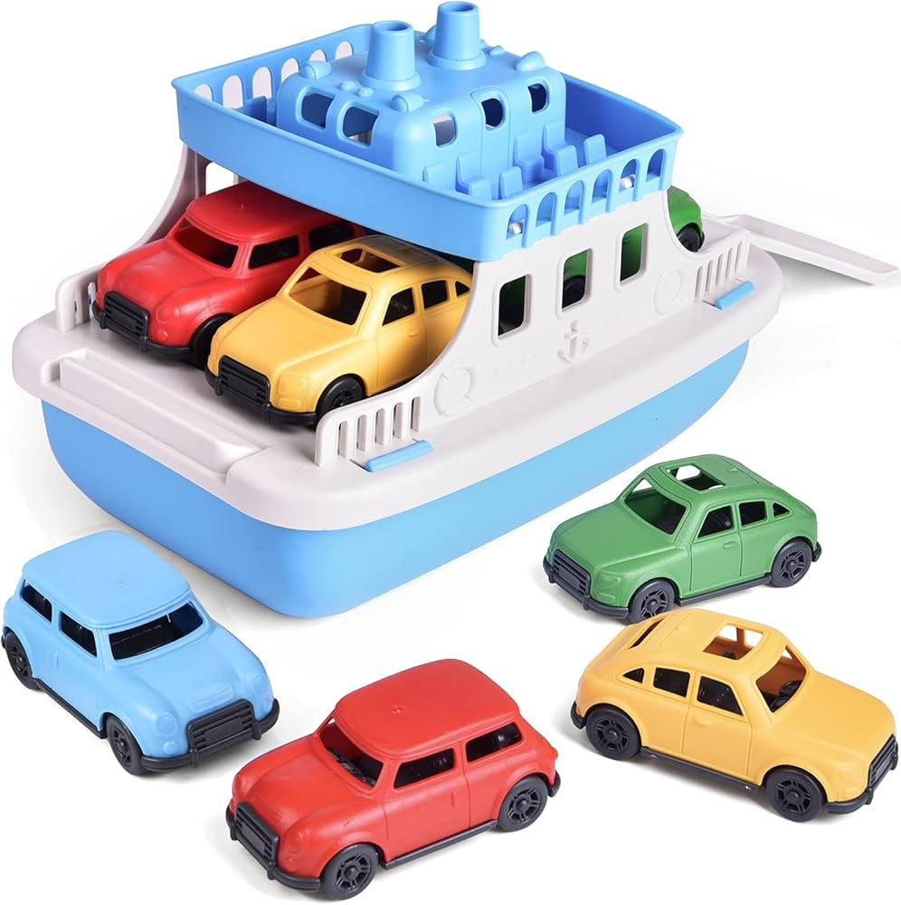 Toy Boat Bath Toys for Toddlers with 4 Mini Car Toys, Kids Water Toys Ferry Boat for Bathtub Bath... | Amazon (US)