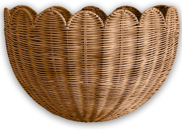 BEBE BASK Scalloped Wicker Hanging Basket - The Original Wicker Wall Decor - Hand Woven Wall Bask... | Amazon (US)
