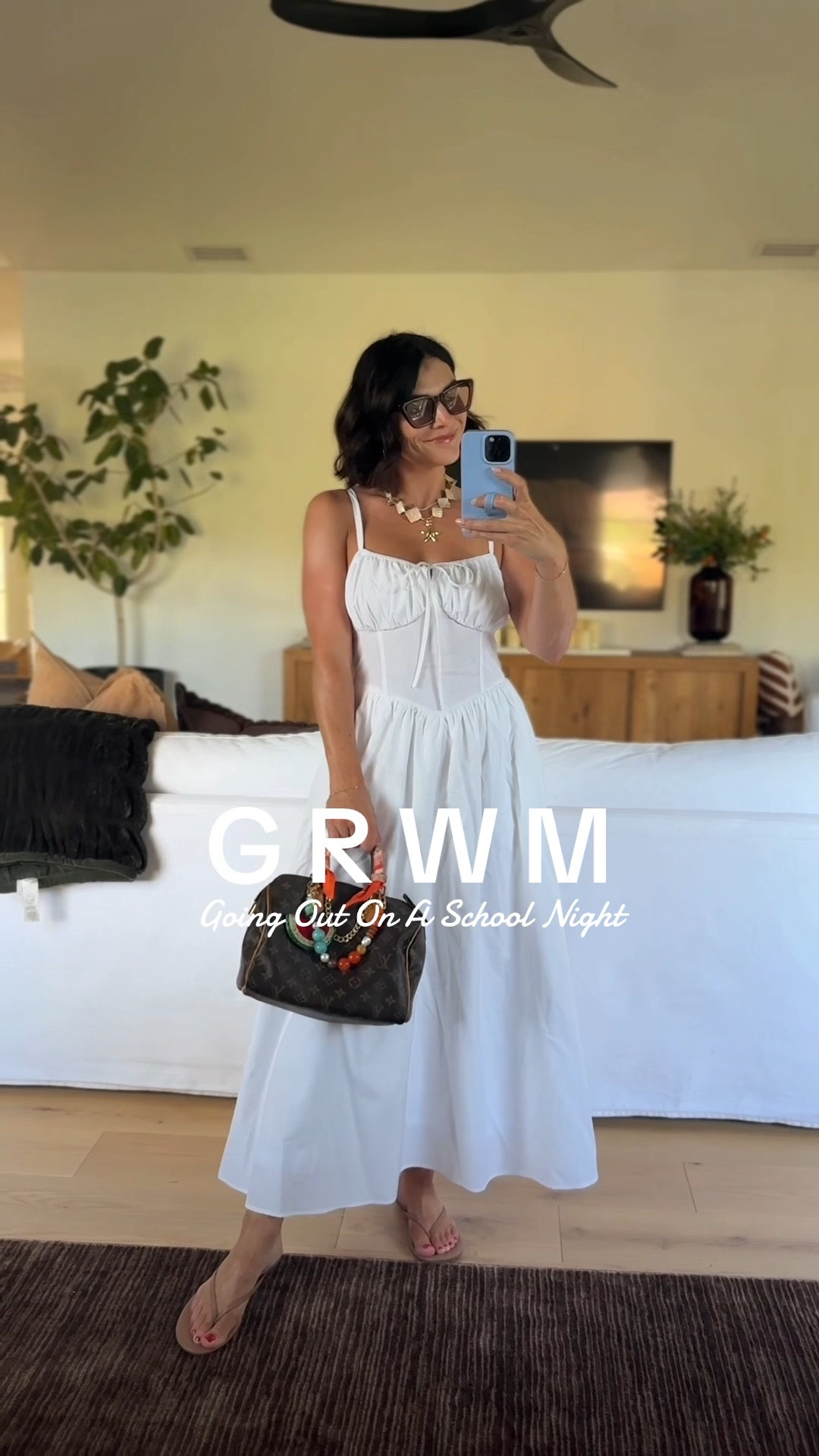 GRWM to go to dinner in Florida! This maxi dress is perfect for summer. Wearing xs. Sandals are TKEES dupes for $9! Fit tts. #meandmrjones 

#LTKFindsUnder50 #LTKSeasonal #LTKFindsUnder100