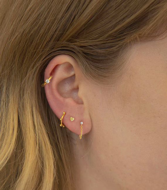 CZ Chain Earring  Dainty Stud Earring  Sterling Silver chain | Etsy | Etsy (US)