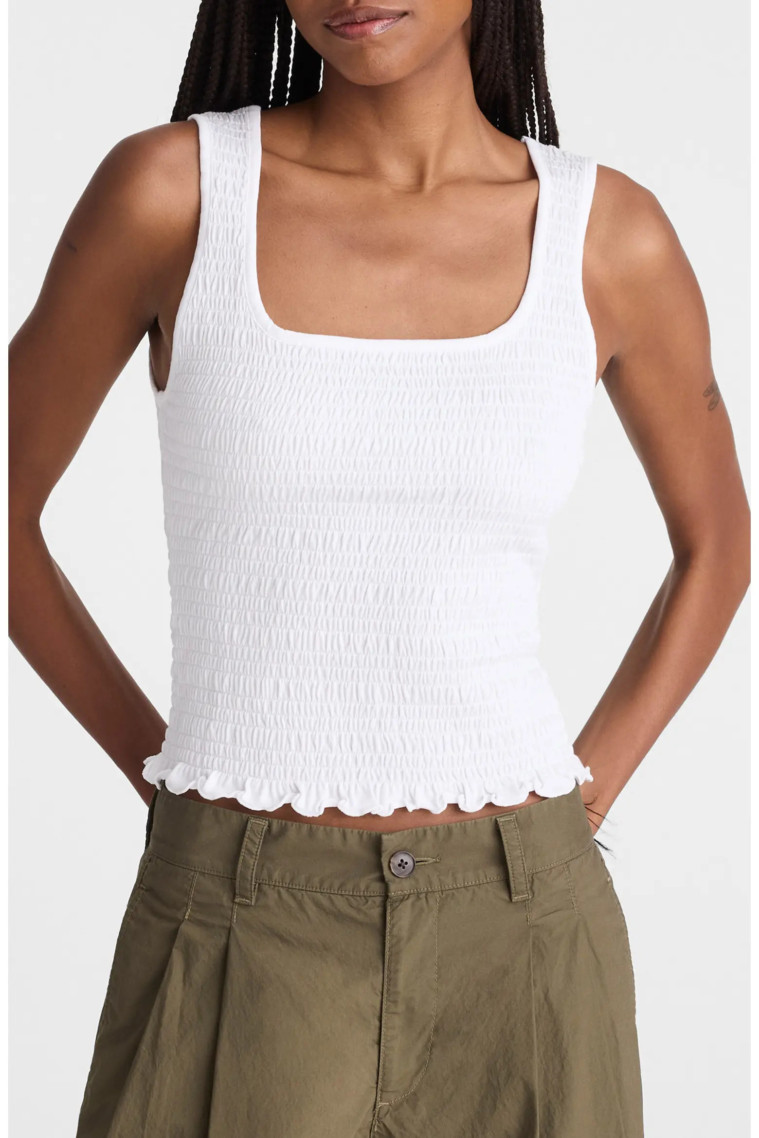 Madewell Smocked Square Neck Tank (Women) | Nordstrom | Nordstrom