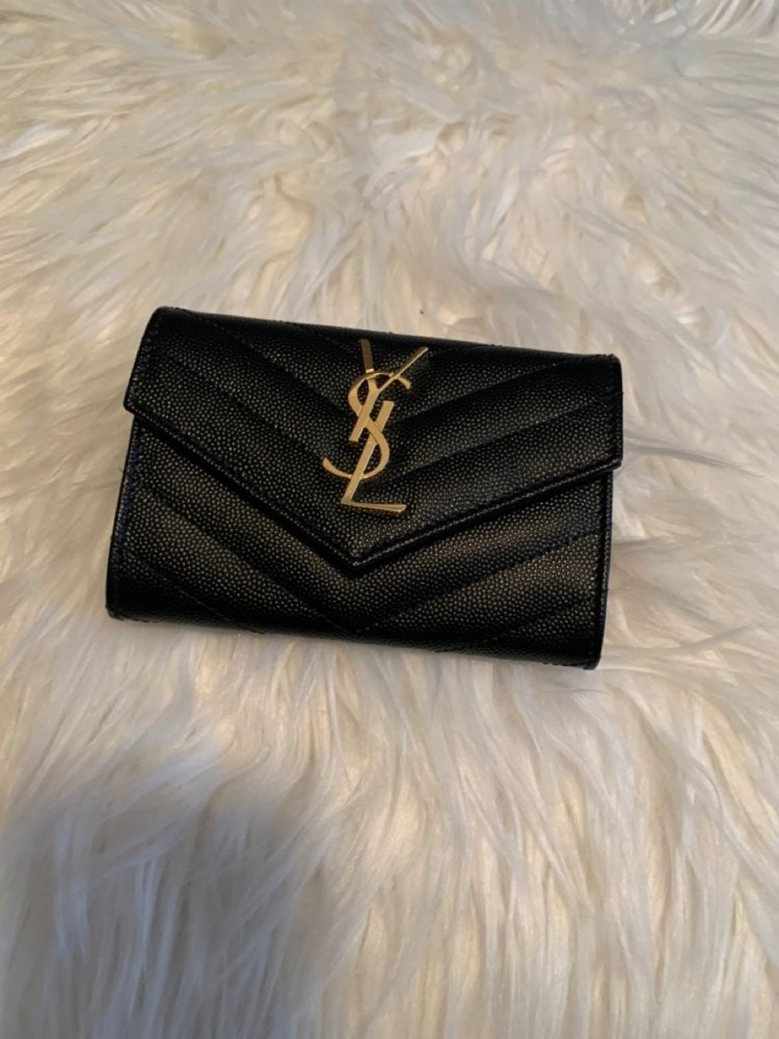 YSL Mini Wallet - Cassandre quilted textured leather wallet