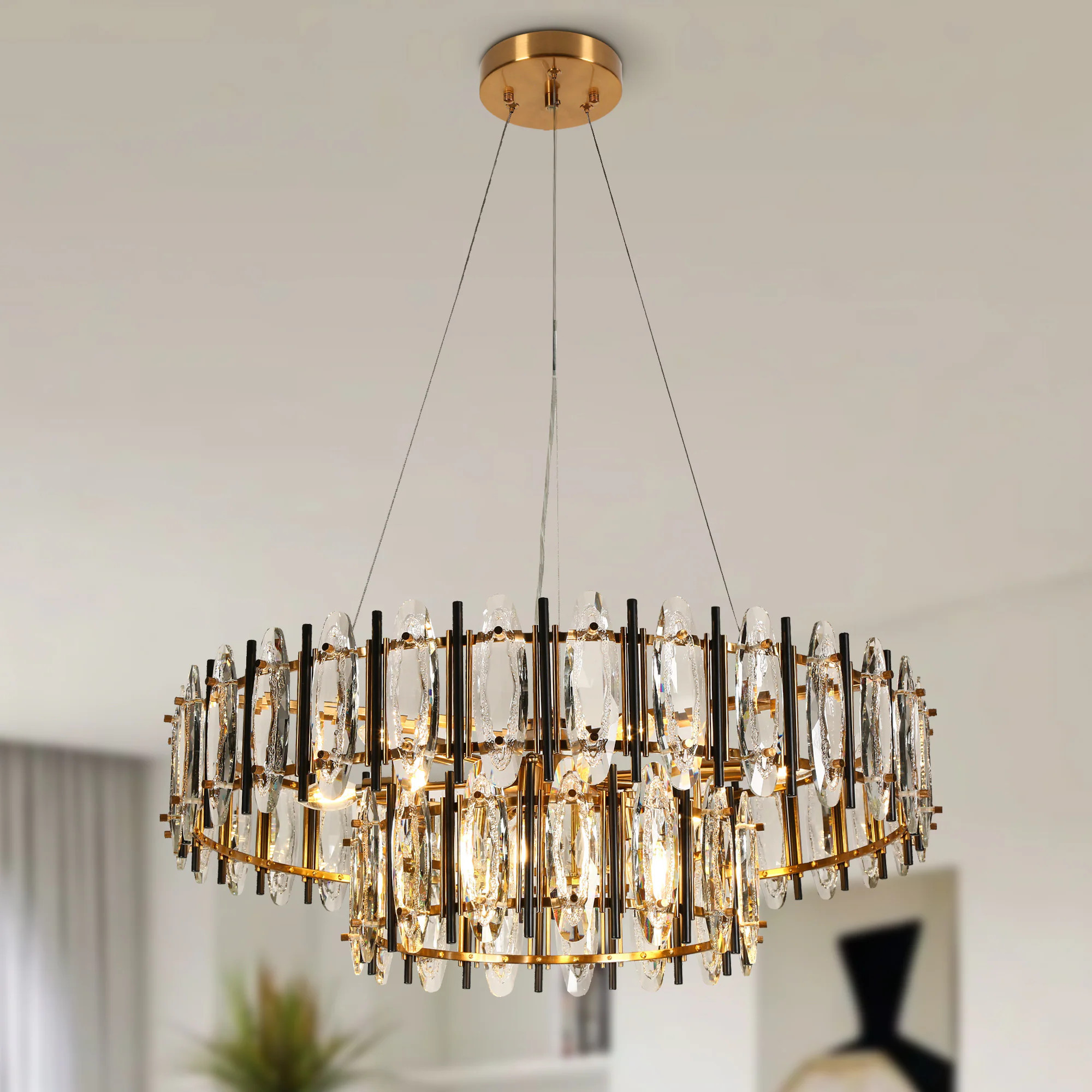 LNC Noctiflorous 10 -Light Polished Gold Crystal Clear glass Metal Chandelier one_size | HA0511802 | Lowe's