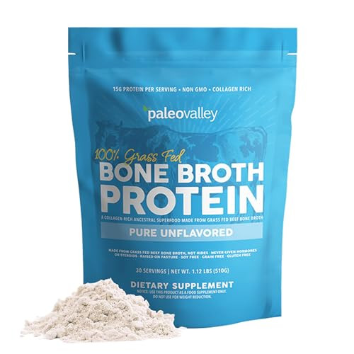 Paleovalley 100% Grass Fed Beef Bone Broth Protein Powder - Rich in Collagen Peptides for Hair, Skin, Gut Health, Bone and Joint Support - 15g Protein Per Serving - No Gluten or GMOs | Amazon (US)