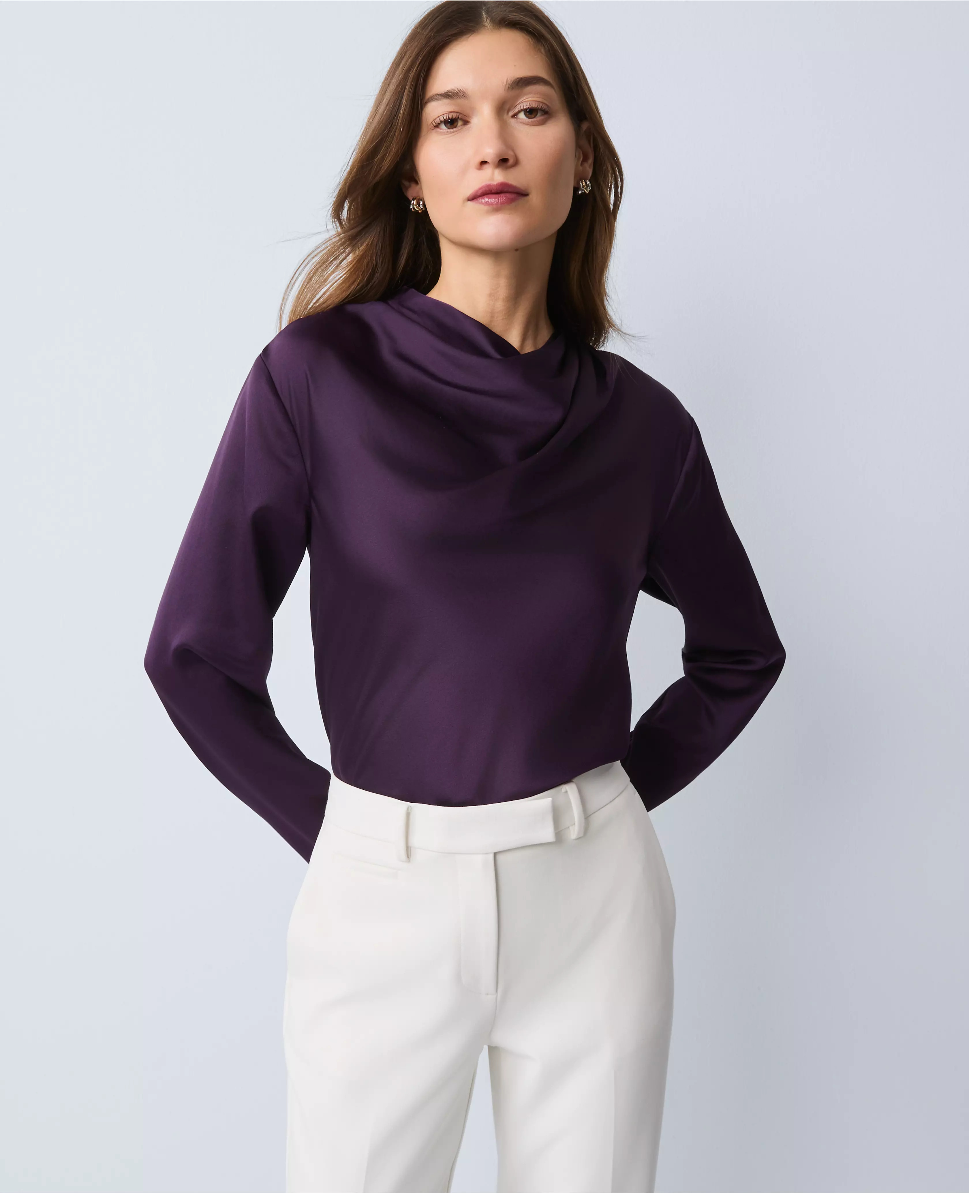 Asymmetric Satin Top | Ann Taylor