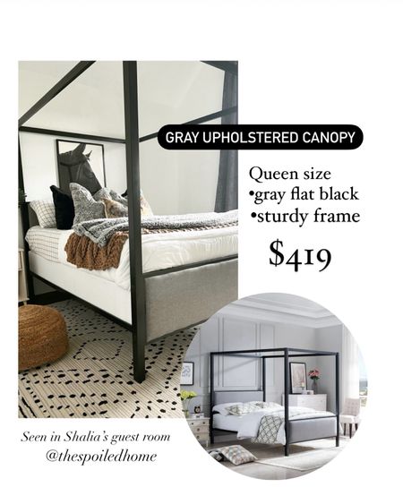 Gray flat black canopy bed in queen size from @walmart 
This bed is sturdy! We moved this bed to my parents’ guesthouse, but it’s still in use! #guestbedroom

#LTKfamily #LTKhome