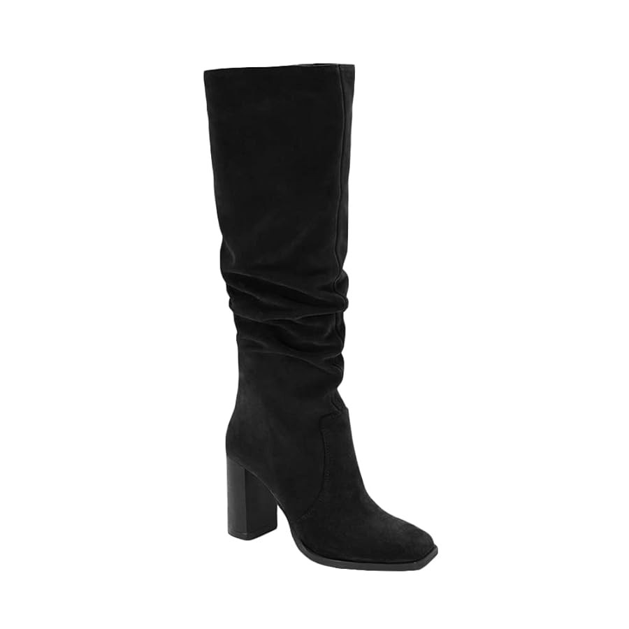 Juliet Holy Womens Knee High Boots Chunky High Heel Square Toe Side Zipper Wide Calf Boot | Amazon (US)