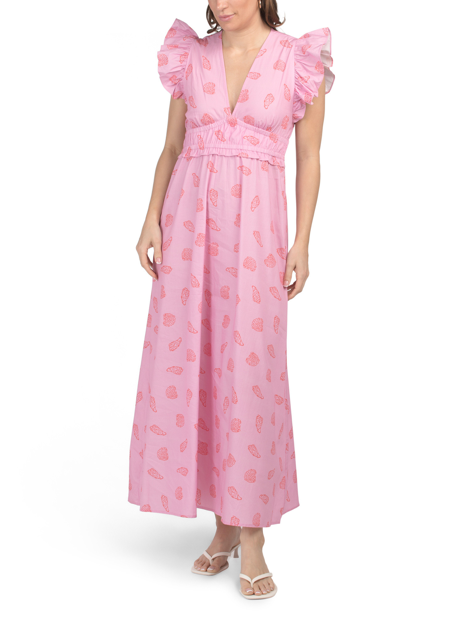 Flutter Sleeve Seashell Printed Maxi Dress | Casual Dresses  | Marshalls | Marshalls