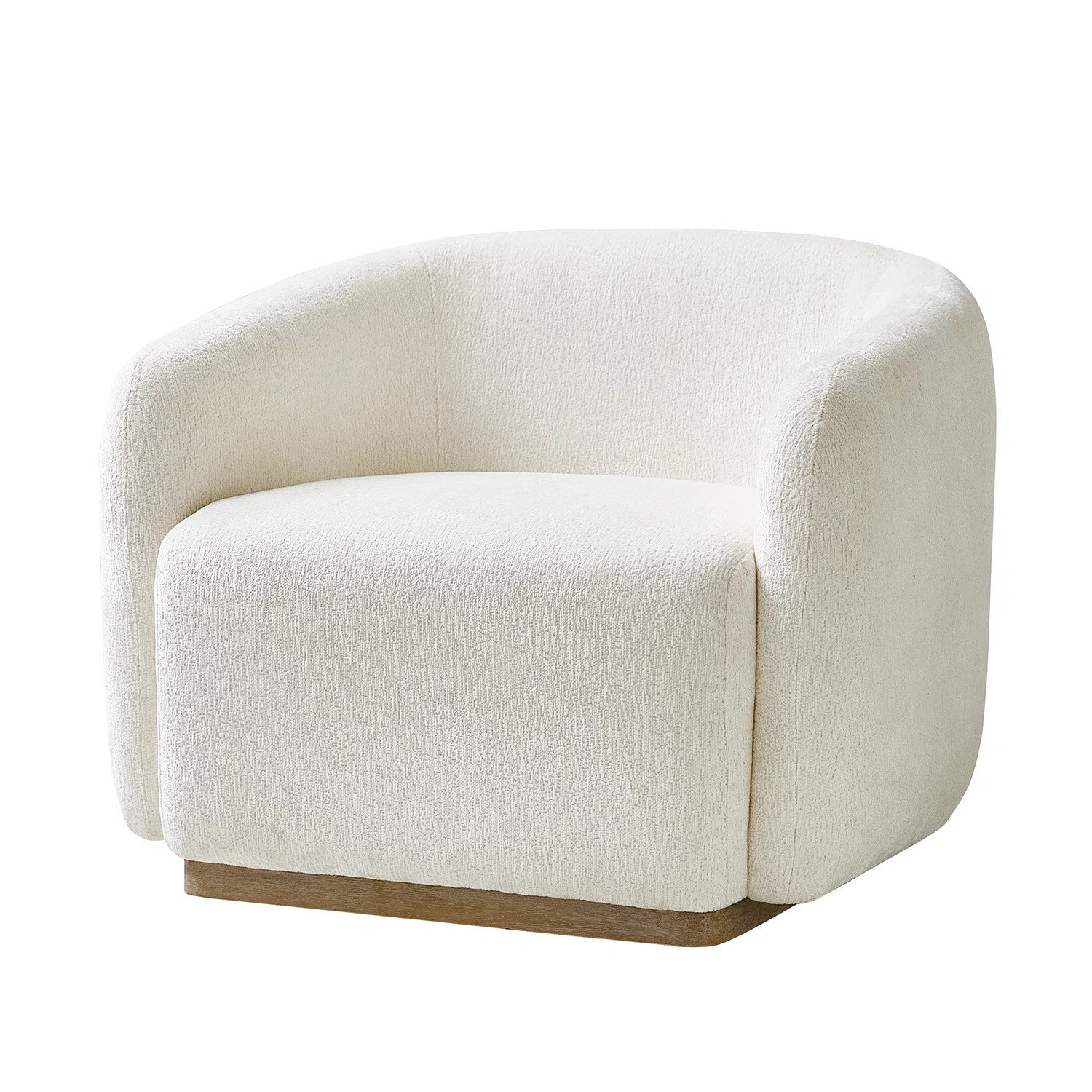 Berklie Emily Modern Boucle Chenille Swivel Armchair With Solid Wood Base | Wayfair North America