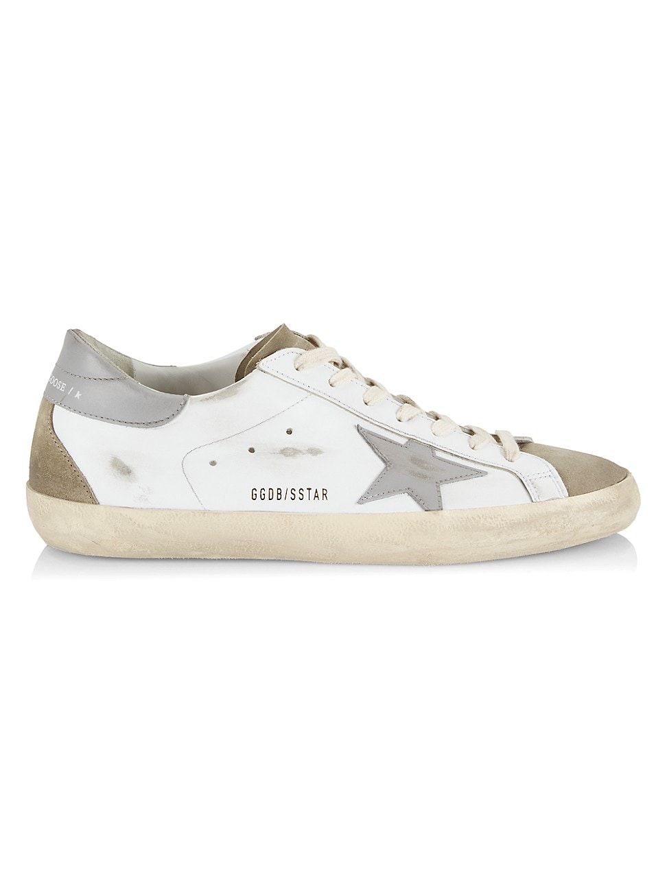 Men's Super-Star Leather Sneakers - White Taupe Grey - Size 6 | Saks Fifth Avenue
