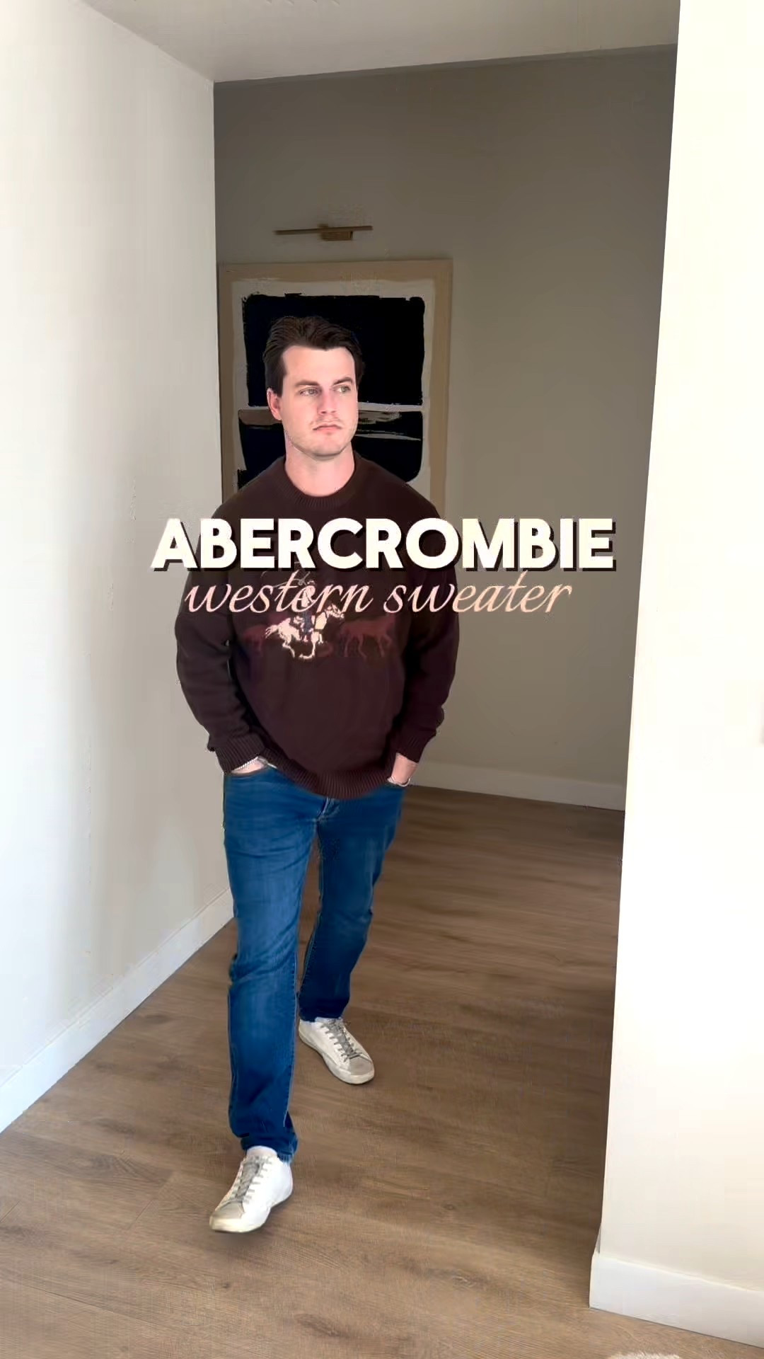 Abercrombie western horse sweater. I would stick to normal size or go up if you want a little more room. I’m 5’11 wearing a large 

#LTKFindsUnder100 #LTKGiftGuide #LTKMens