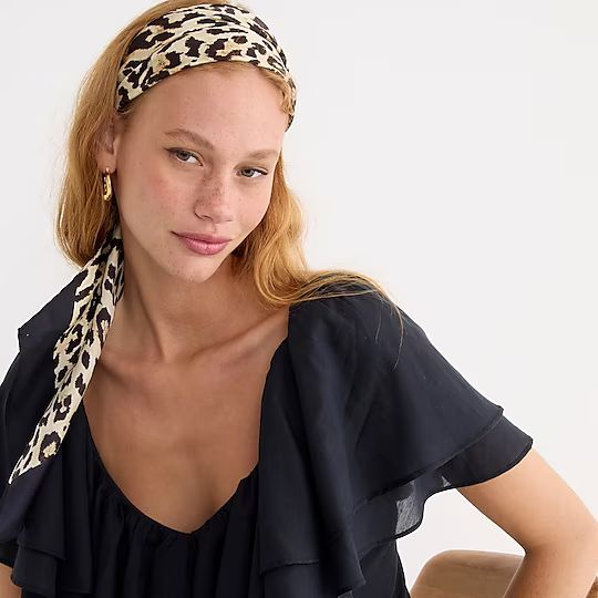 Tapered silk scarf in leopard print | J.Crew US