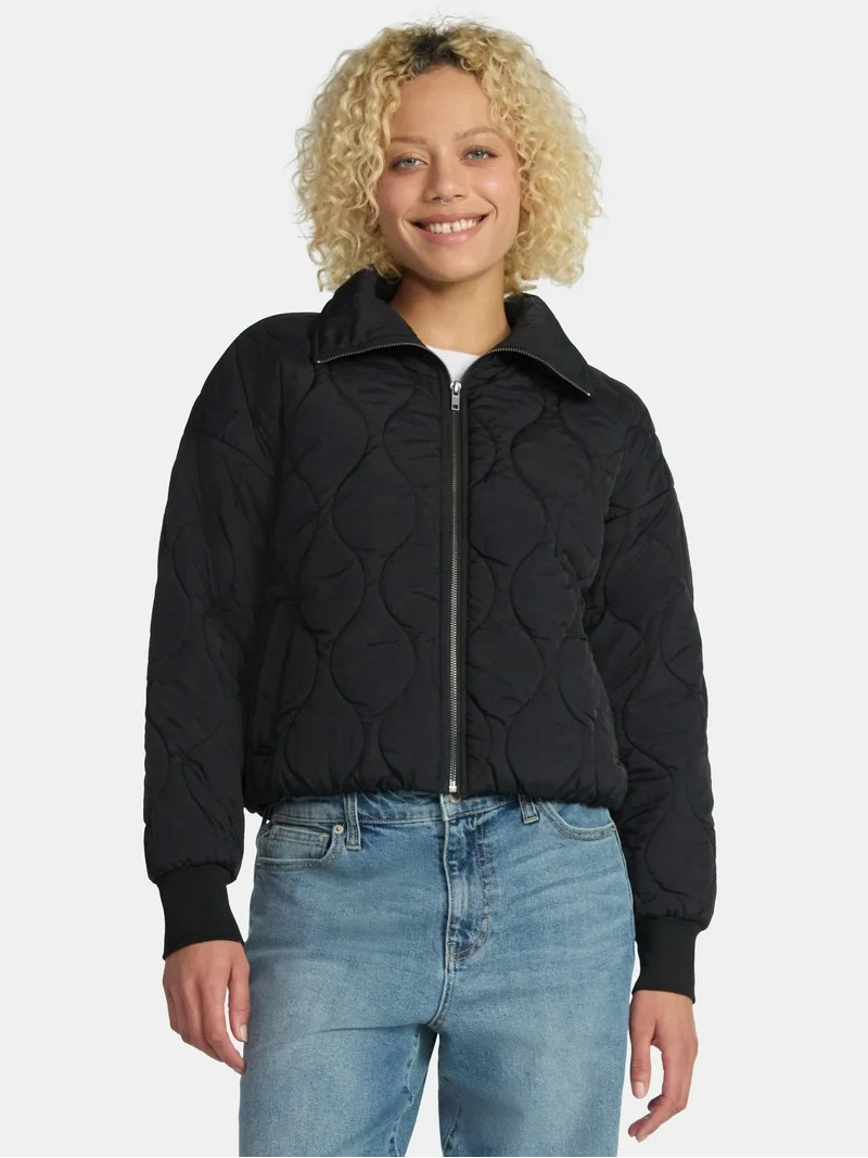No Boundaries Quilted Jacket, Women's | Walmart (US)