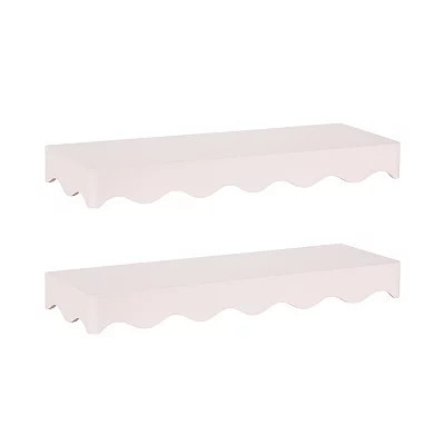 Scalloped Floating Wall Shelves, Set of 2, Pink, Width: 23.75 , Wood | Kirkland's Home | Kirklands