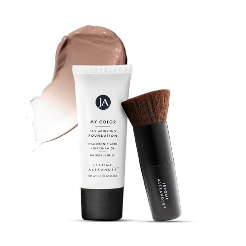 Jerome Alexander My Color Self-Adjusting Foundation, Hydrating & Lightweight Face Makeup, Skincare-Infused, with Kabuki Brush, Medium Dark, 1 oz | Amazon (US)