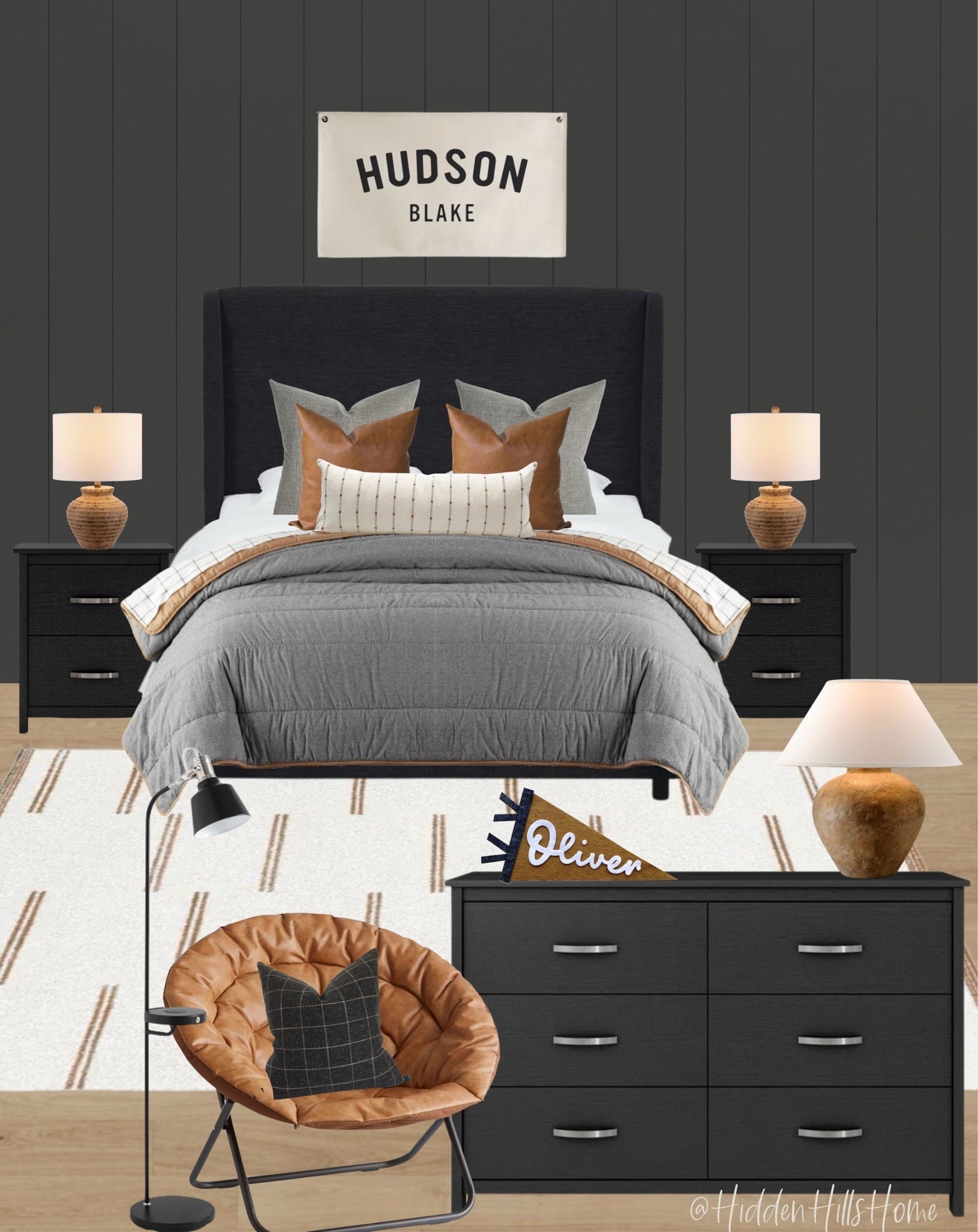 Teen boys bedroom decor, boys room decor mood board, teenage boys bedroom decor ideas, masculine bedroom ideas #boysbedroom

Wall color is SW Iron Ore 

#LTKHome #LTKGiftGuide #LTKKids