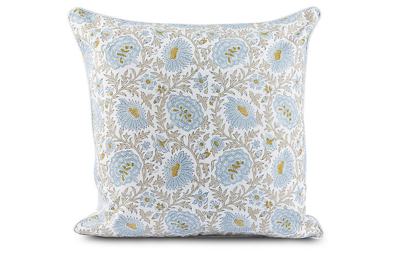 Babel 20x20 Pillow, Light Blue/Straw | One Kings Lane
