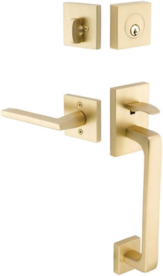 Emtek 4820 Baden Right Handed Single Cylinder Keyed Entry Brass Modern Handleset, Satin Brass Fin... | Amazon (US)