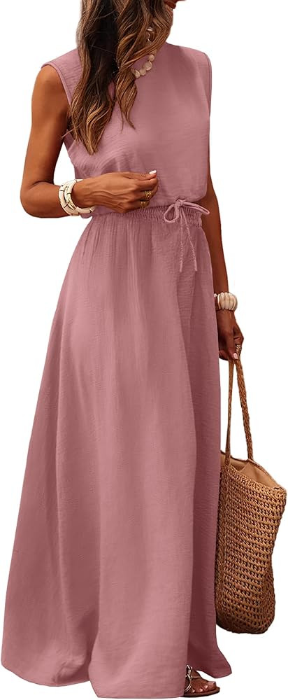 Caracilia Women's 2 Piece Maxi Skirt Sets 2026 Summer Casual Cropped Tank Top High Waisted Long S... | Amazon (US)