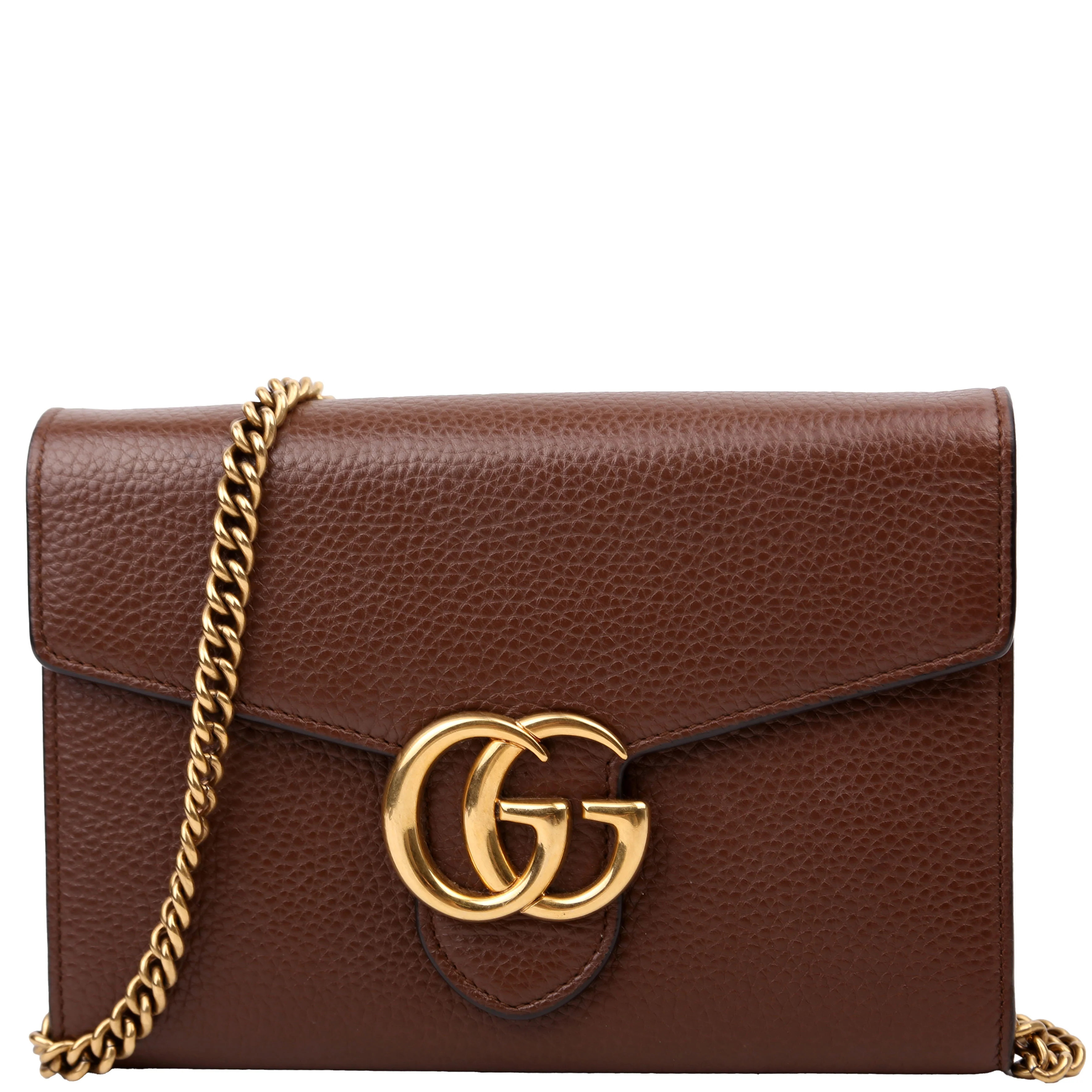 401232 Marmont Chain Wallet Brown | Keeks Designer Handbags