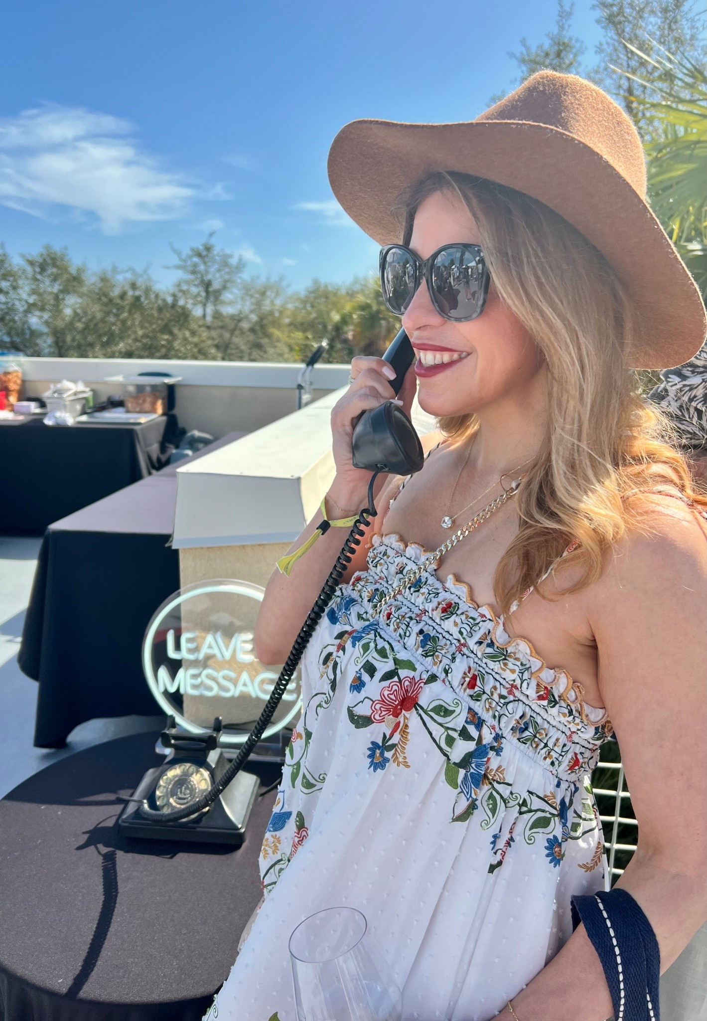 Yes Hi, champagne to the rooftop bar, please 😂
Aren’t we all happy wine festivals season is back? 
This Farm Rio maxi is so comfortable and breezy. Perfect for all those outdoor outings - whether there’s a rotaty phone included or not  

#LTKSeasonal #LTKootd #LTKFestival