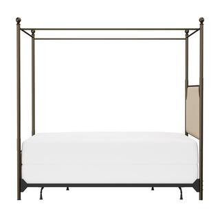 McArthur Bronze Metal Queen Canopy Bed Upholstered Bed with Bed | The Home Depot