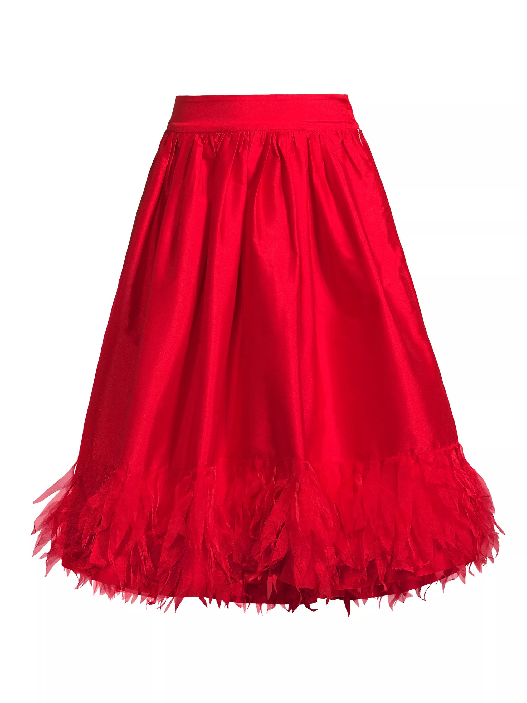 Barbara Organza-Trim Satin Midi-Skirt | Saks Fifth Avenue