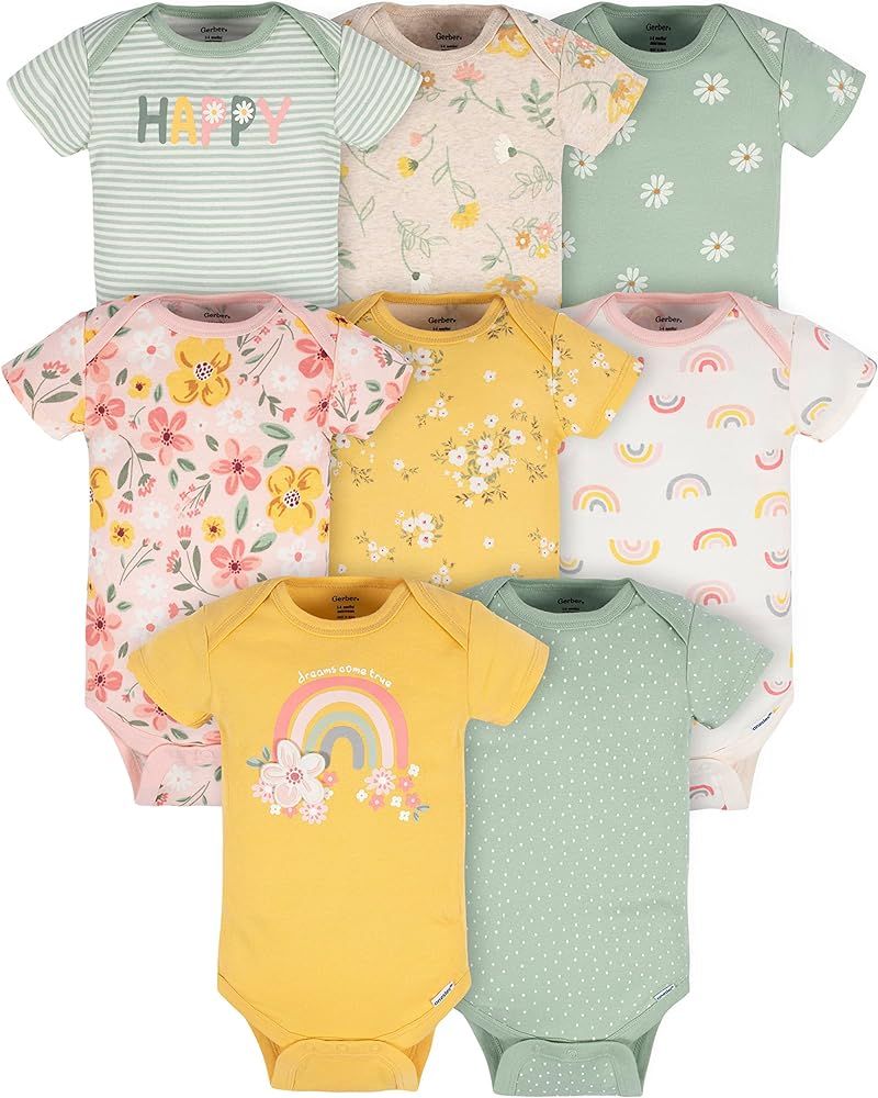 baby-girls 8-pack Short Sleeve Onesies Bodysuits | Amazon (US)