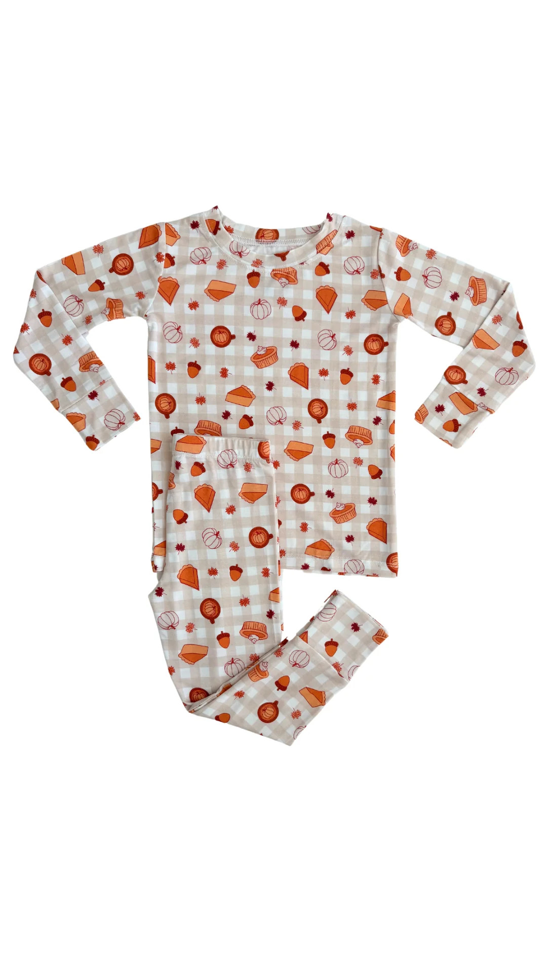 Tan Gingham Pumpkin Pie Two Piece Set | In My Jammers
