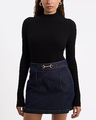 Fitted Ribbed Mock Neck Sweater | Express