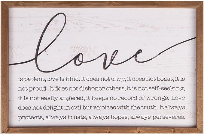 P. Graham Dunn Love is Patient Kind 24.25 x 15.75 Wood Farmhouse Frame Wall Plaque | Amazon (US)
