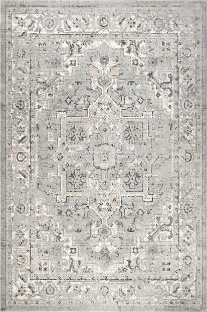 Light Grey Vintage Medallion 8' x 10' Area Rug | Rugs USA