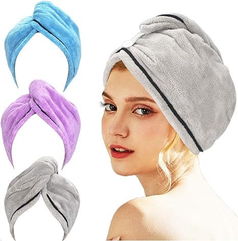 AmazerBath 3-Pack Hair Towel, Microfiber Hair Towel Wrap Rapid Drying Hair Towels for Women, Magi... | Amazon (US)