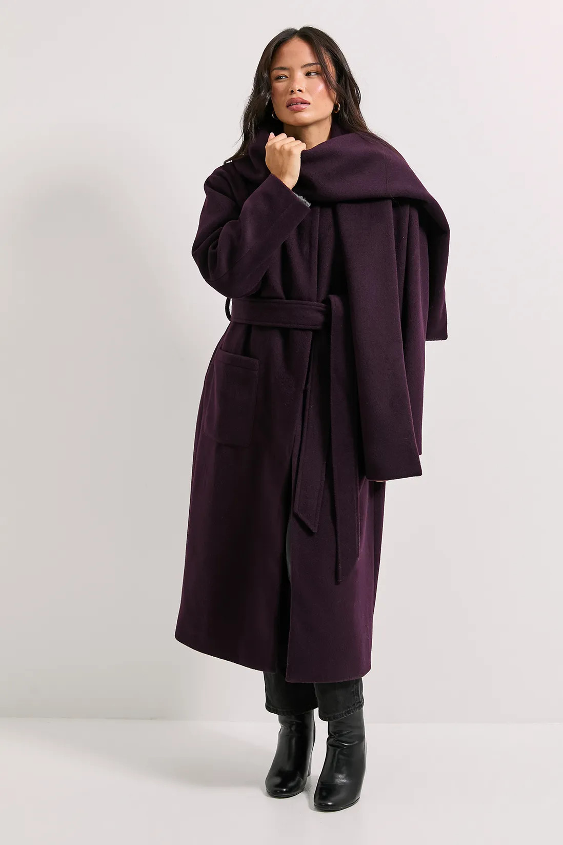 Jackets & Coats | Belted Round Neck Scarf Coat | Dorothy Perkins | Debenhams UK