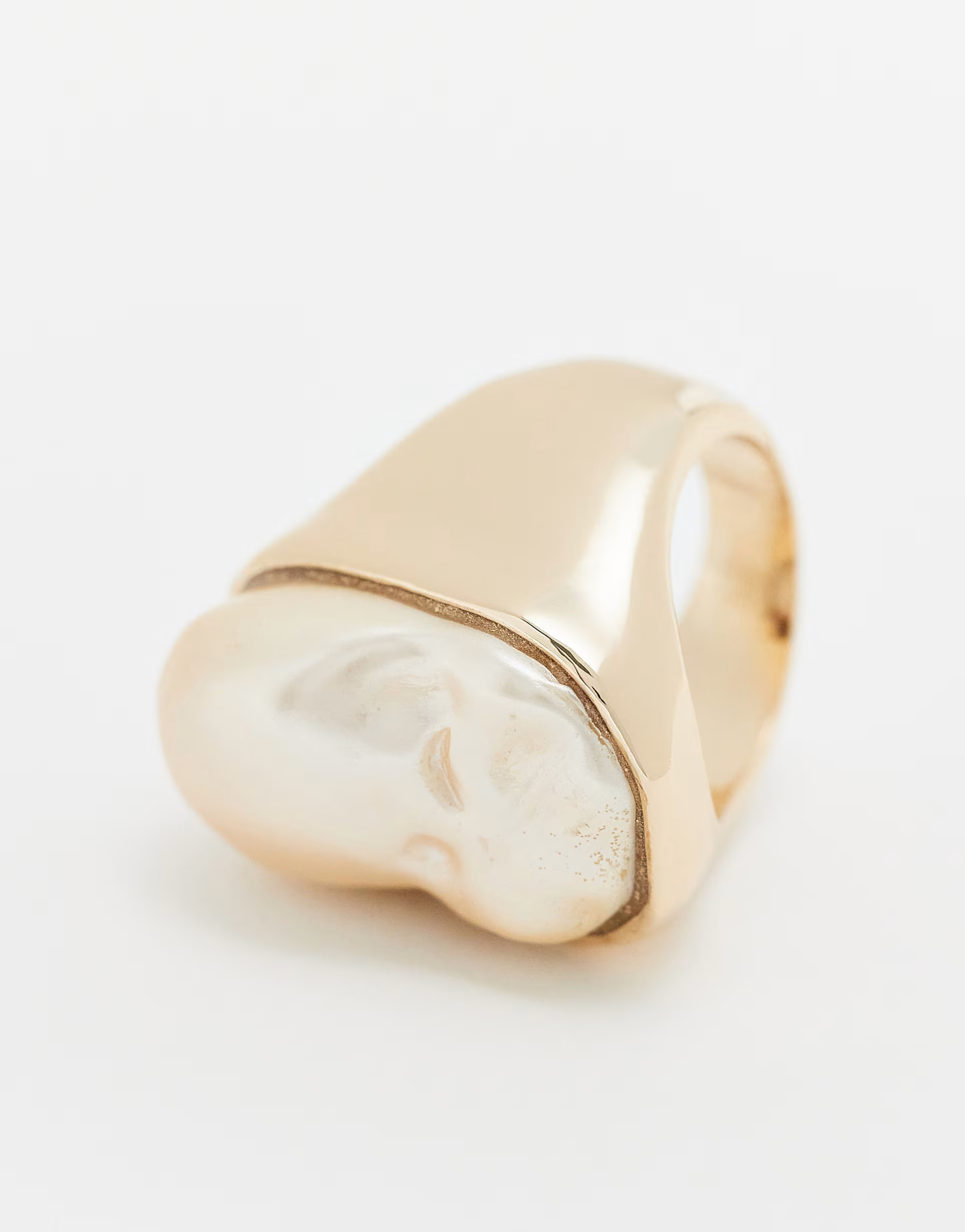 ASOS DESIGN ring with faux freshwater pearl in gold | ASOS (Global)