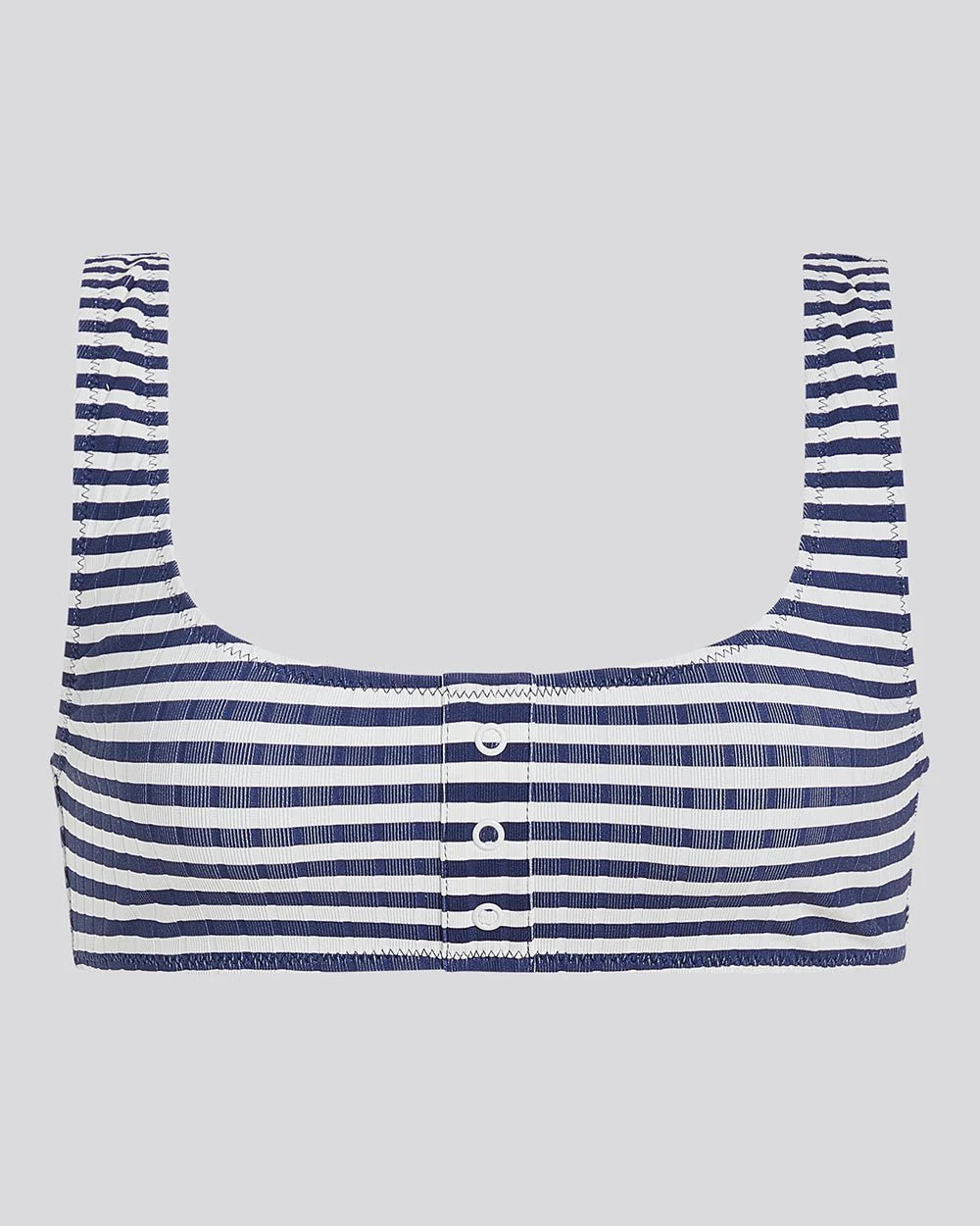 The Elle Ribbed Button Bikini Top in French Navy Stripe | Solid & Striped