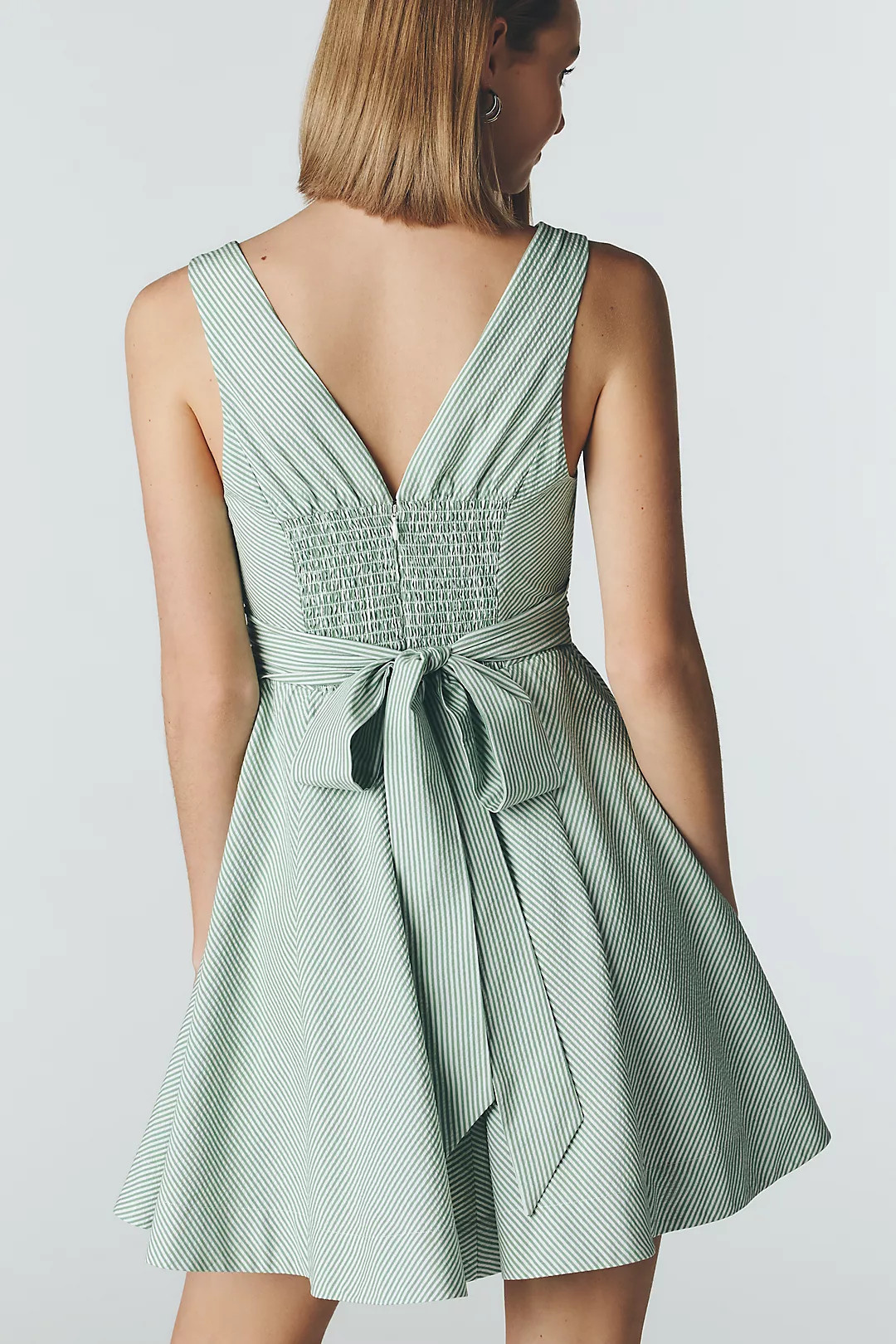 Maeve Sleeveless V Neck Seersucker Mini Dress | Anthropologie (US)