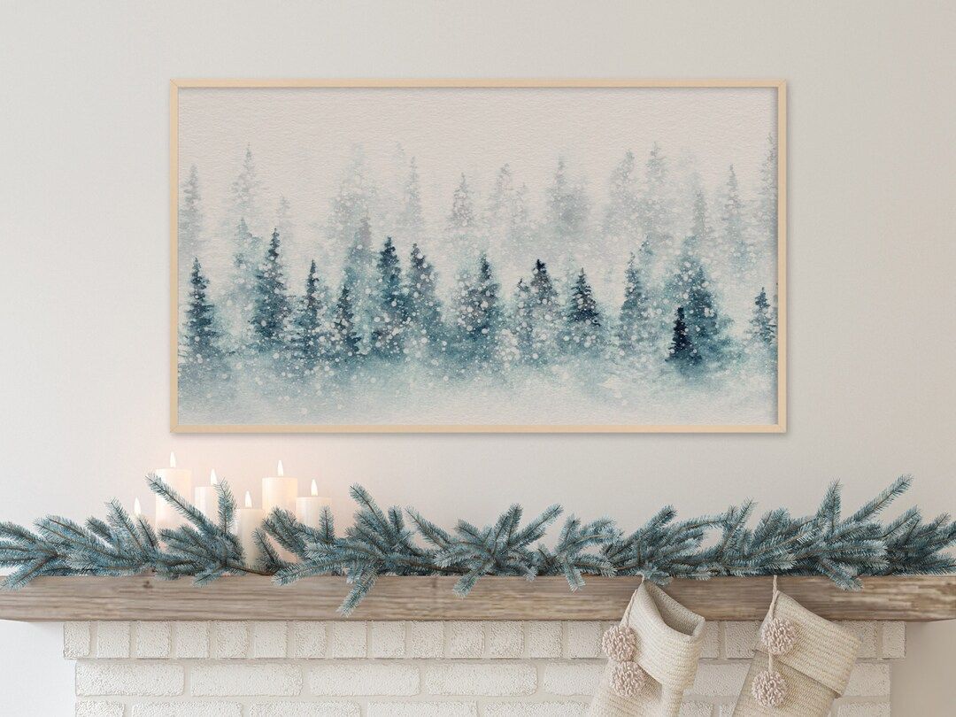 Samsung Frame TV Art Christmas Winter Snow Trees Landscape - Etsy | Etsy (US)