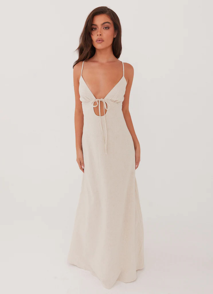 Flora Linen Maxi Dress - Oatmeal | Peppermayo (Global)