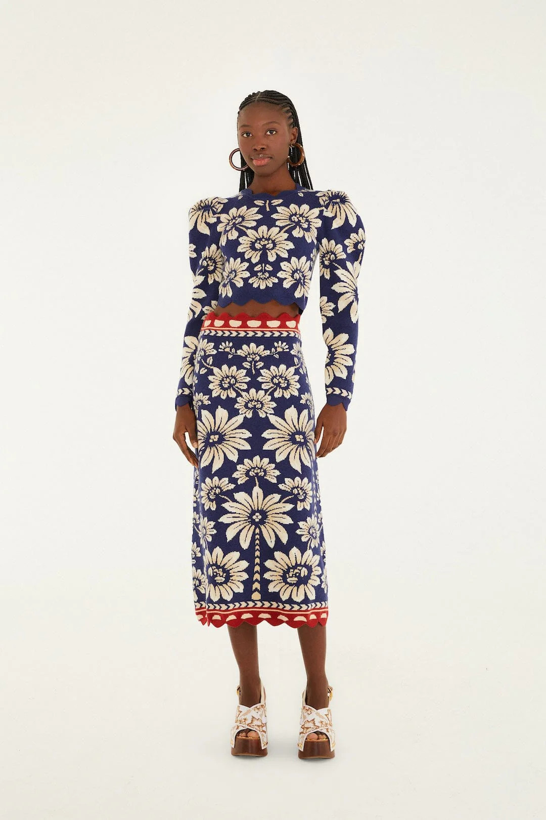 Blue Luna Knit Midi Skirt | FARM Rio | FarmRio (US)