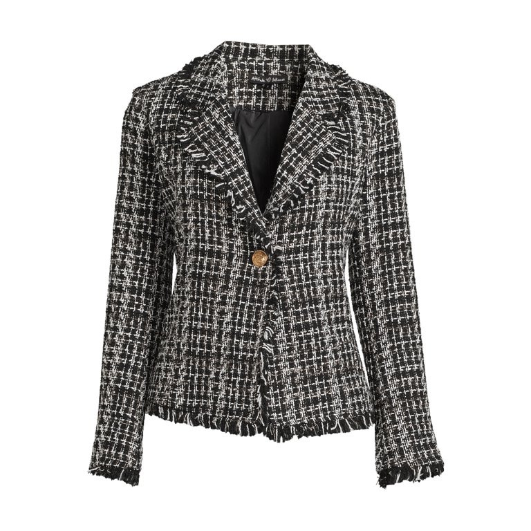 Attitude Unknown Women's Fancy Tweed Structured Blazer, Sizes XS-XL | Walmart (US)