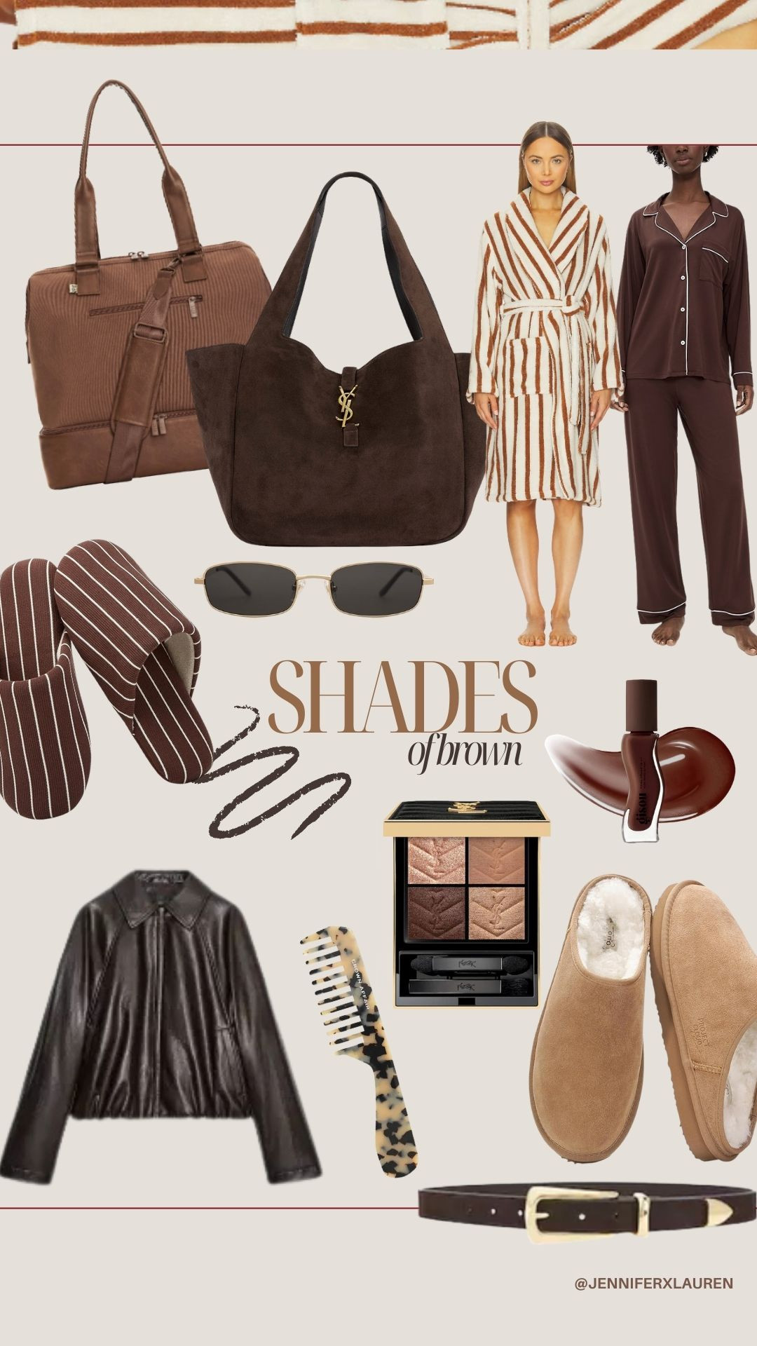 Shades of brown from revolve

gift ideas for her, bougee gifts for her, vday gift guide, gifts under $100, valentine's day gifts, gisou lip oil, ysl makeup, parachute robe, sephora makeup 

 #LTKdayinmylife #LTKFindsUnder50 #LTKFindsUnder100