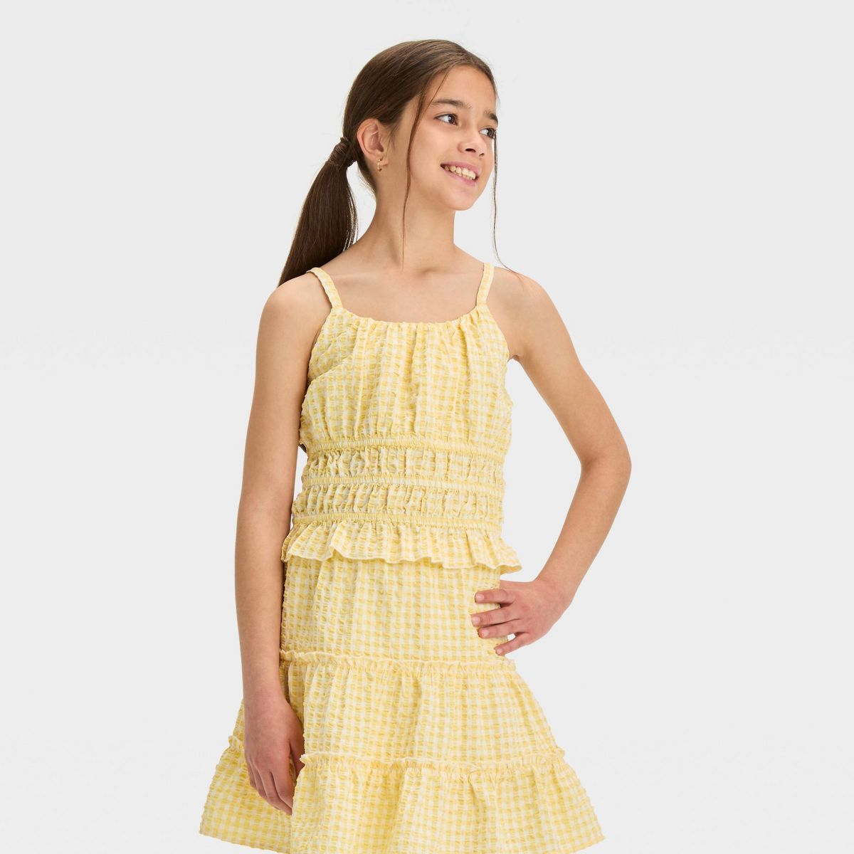 Girls' Ruched Waist Tank Top - art class™ Yellow L | Target