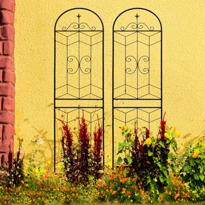 71" X 19.7" Metal Garden Trellises 2 Pack, Rustproof Outdoor Plant Stand, Black, Easy Installation, Strong Galvanized Tube, Multi-Purpose For Climbing | Wayfair North America