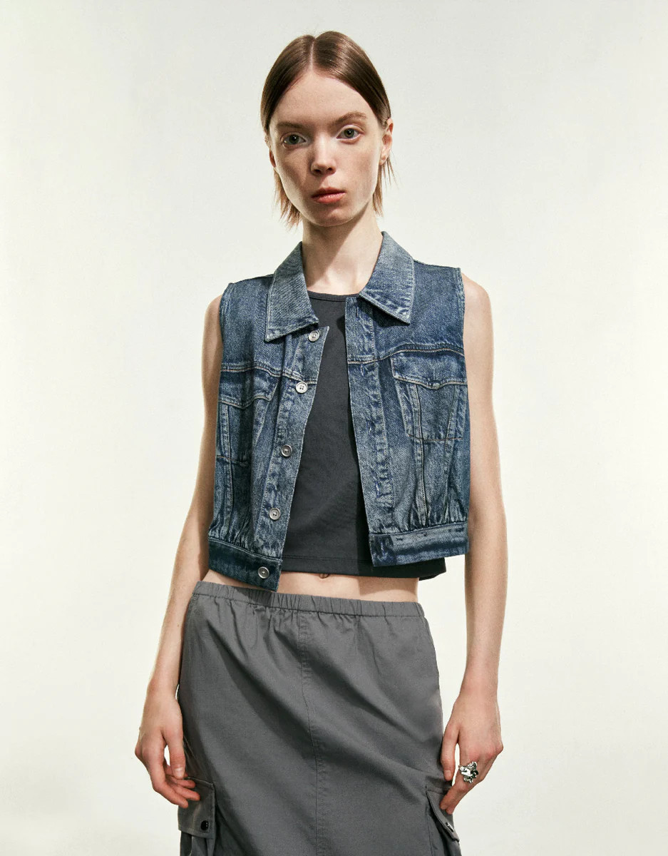 Button Up Denim Waistcoat | Urban Revivo