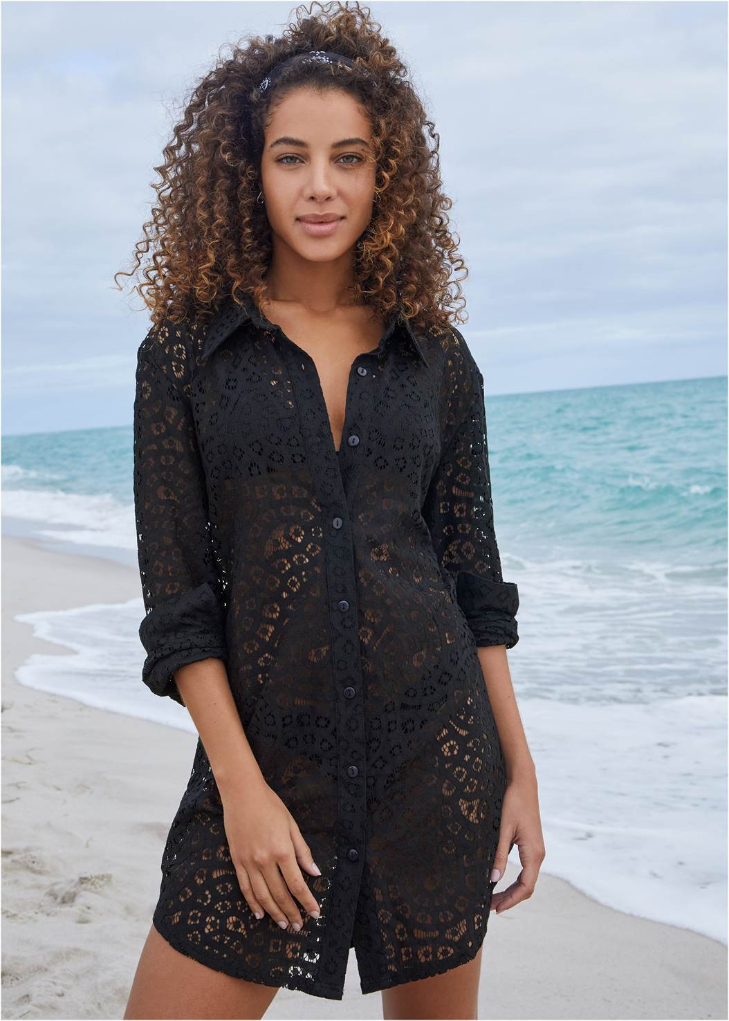 Lace Button Down Cover-Up | VENUS