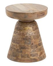 19in Wooden Hammered Side Table | TJ Maxx