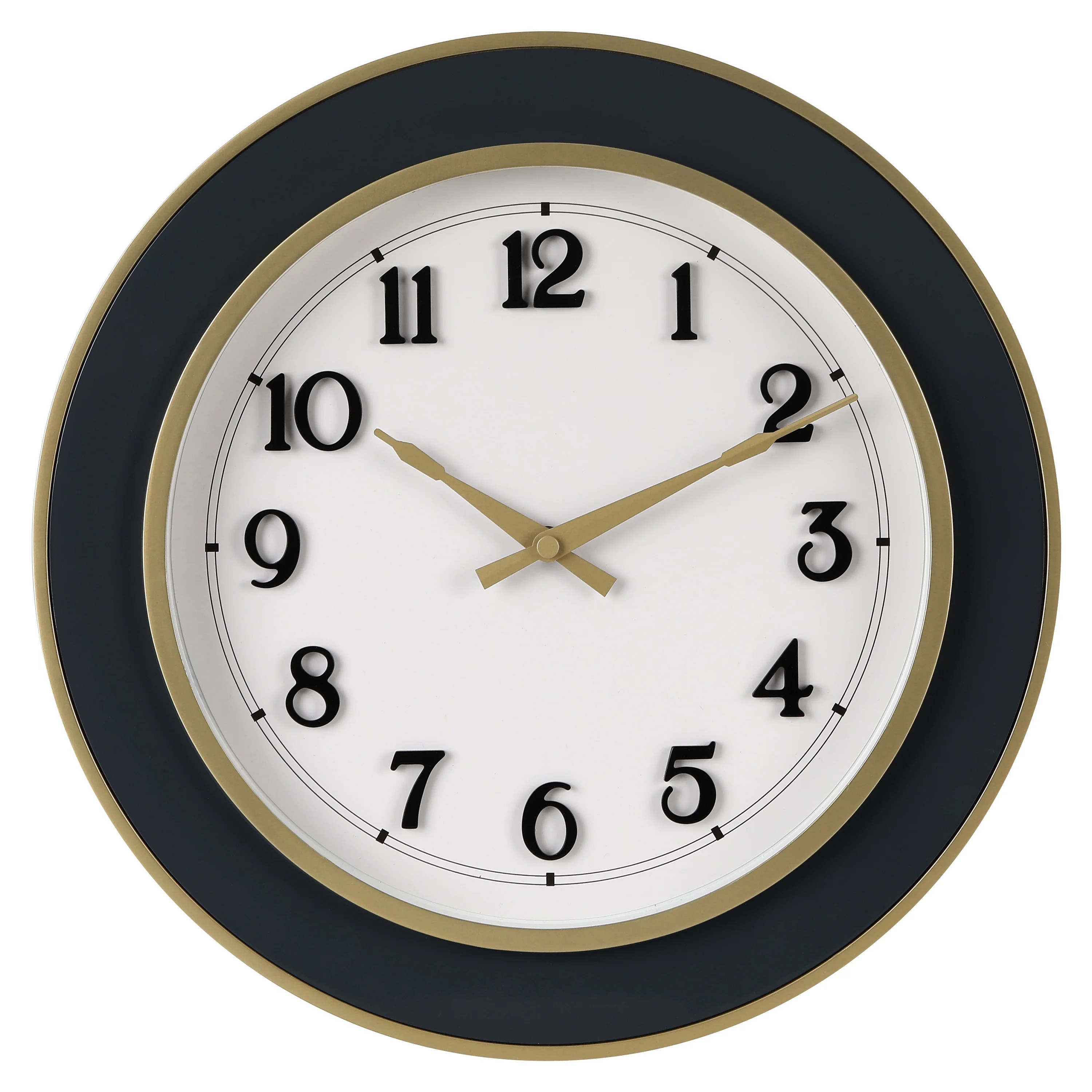 Better Homes & Garden 15.5" Round Indoor Modern Grey and Gold Analog Wall Clock with Arabic Numbe... | Walmart (US)